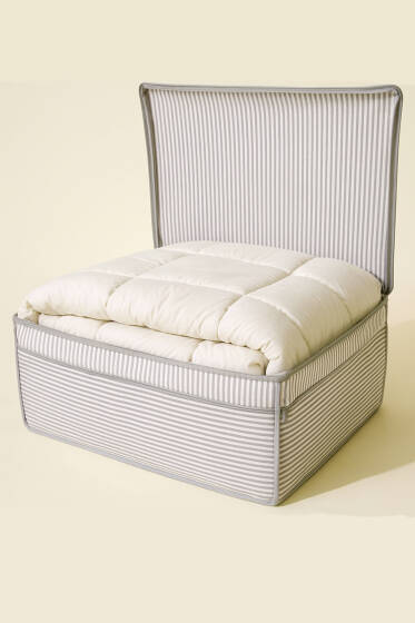 Çizgili Kapaklı Kutu Hurç Gri - Hurç