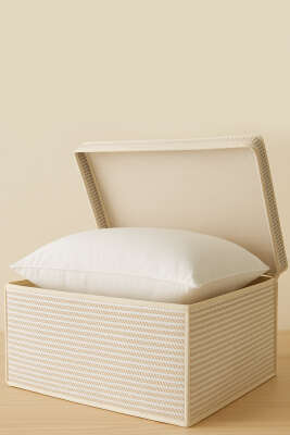 Çizgili Kapaklı Maxi Kutu Hurç Krem - MAHİR HAVLU