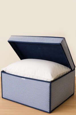 Çizgili Kapaklı Maxi Kutu Hurç Lacivert - MAHİR HAVLU