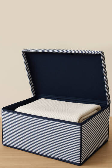 Çizgili Kapaklı Mega Kutu Hurç Lacivert - Hurç