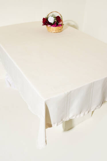 Çizgili Masa Örtüsü Bej - Masa Örtüsü