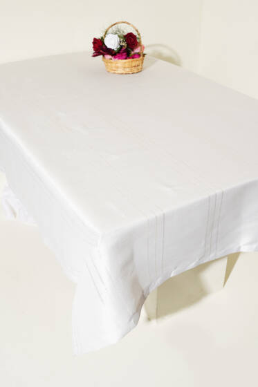 Çizgili Masa Örtüsü Gri - Masa Örtüsü