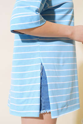 Çizgili Mavi Tshirt - Kadın Giyim Modelleri