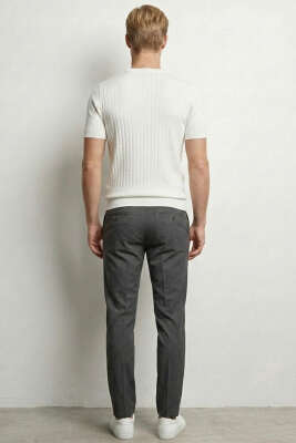 Çizgili Merserize T-shirt Beyaz - Erkek T-shirt