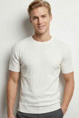 Çizgili Merserize T-shirt Beyaz - WİPEOUT