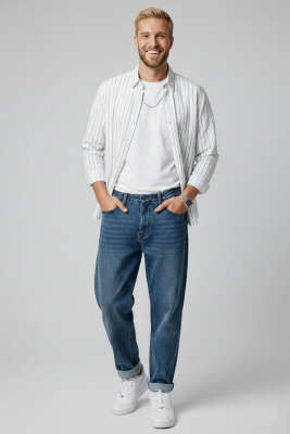 Çizgili Modal Erkek Gömlek Gri - Erkek Gömlek