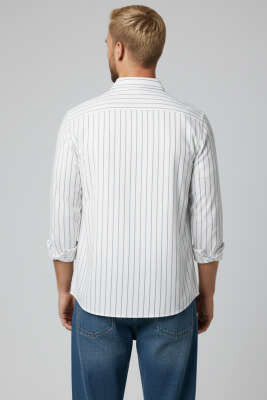 Çizgili Modal Erkek Gömlek Gri - Erkek Gömlek