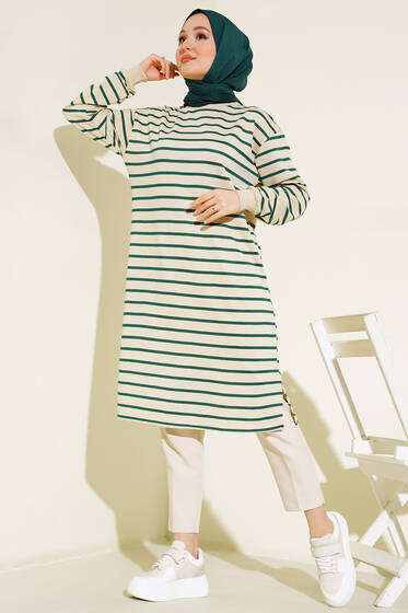Çizgili Tunik Zümrüt Yeşili - Tunik