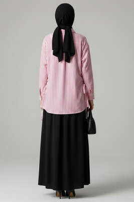 Çizgili Yandan Bağlamalı Gömlek Pembe - 300-500 TL Ürünler