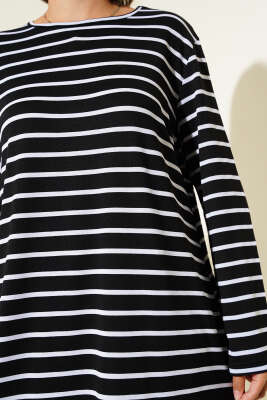 Çizgili Yırtmaçlı Tunik Siyah - 100-300 TL Ürünler