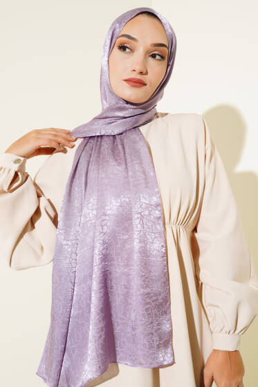 Çizik Desen Jakar Melisa Şal Lila - 25 - Başörtüsü