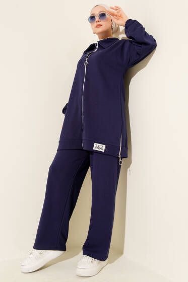 Classy Armalı Fermuarlı İkili Takım Lacivert - İkili Takım