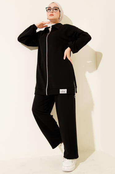Classy Armalı Fermuarlı İkili Takım Siyah - İkili Takım