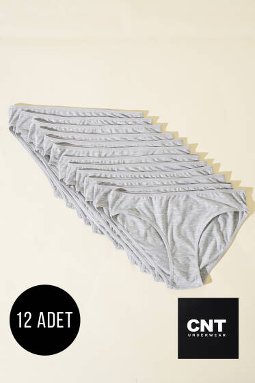 CNT 12'li Bayan Modal Bikini Gri - Slip Külot