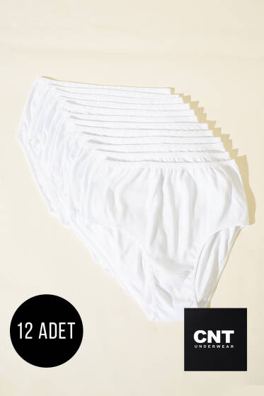 CNT 12'li Bayan Ribanalı Bato Beyaz - Slip Külot