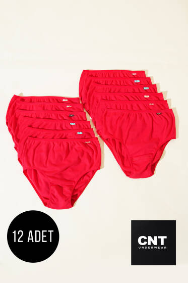 CNT 12'li Bayan Ribanalı Bato Kırmızı - Slip Külot