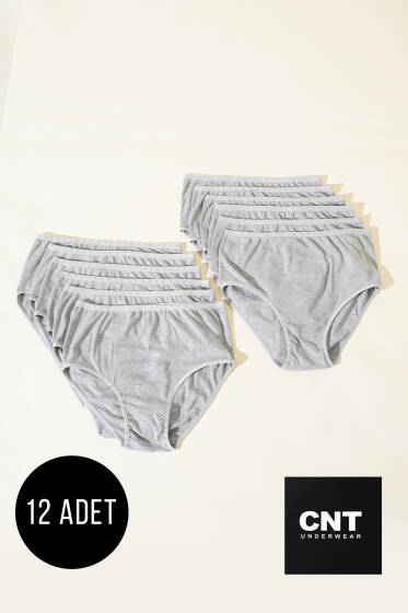 CNT 12'li Bayan Ribanalı Bato Melanj Gri - Slip Külot