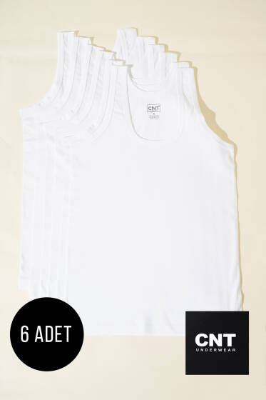 CNT 6'lı Erkek Atlet Beyaz - Erkek Atlet