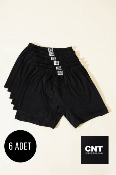 CNT 6'lı Erkek Paçalı Boxer Siyah - Erkek Boxer