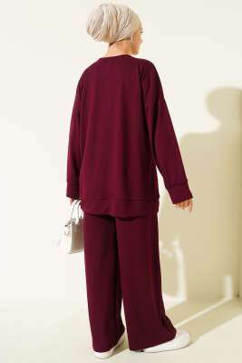 Çoban Dikiş Detaylı Loyşa İkili Takım Bordo - İkili Takım