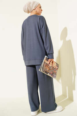 Çoban Dikiş Detaylı Loyşa İkili Takım Füme - İkili Takım