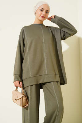 Çoban Dikiş Detaylı Loyşa İkili Takım Haki - İkili Takım