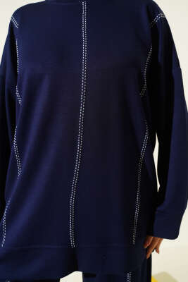 Çoban Dikiş Detaylı Loyşa İkili Takım Lacivert - İkili Takım