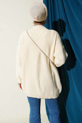 Çoban Dikiş Detaylı Triko Tunik Bej - Tunik