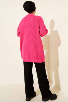 Çoban Dikiş Detaylı Triko Tunik Fuşya - Günün Seçilenleri