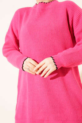 Çoban Dikiş Detaylı Triko Tunik Fuşya - Günün Seçilenleri