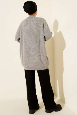 Çoban Dikiş Detaylı Triko Tunik Gri - Günün Seçilenleri