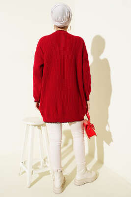 Çoban Dikiş Detaylı Triko Tunik Kırmızı - Günün Seçilenleri