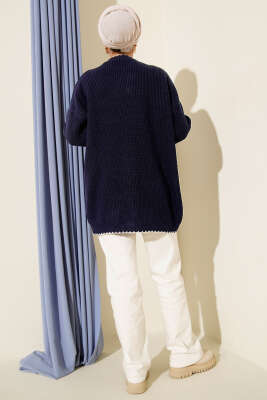 Çoban Dikiş Detaylı Triko Tunik Lacivert - Günün Seçilenleri