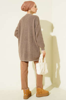 Çoban Dikiş Detaylı Triko Tunik Vizon - Yılın Fırsatı