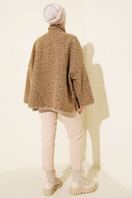 Çoban Dikişli Oversize Keçe Ceket Vizon - Ceket