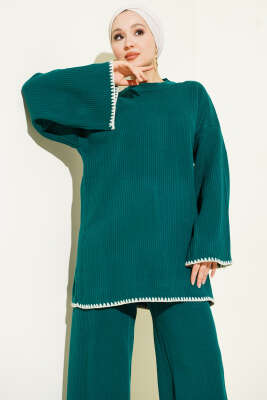 Çoban Dikişli Triko Tunik İkili Takım Nefti - İkili Takım