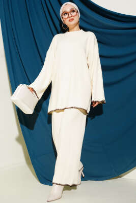 Çoban Dikişli Triko Tunik İkili Takım Taş - KILIÇ TRİKO