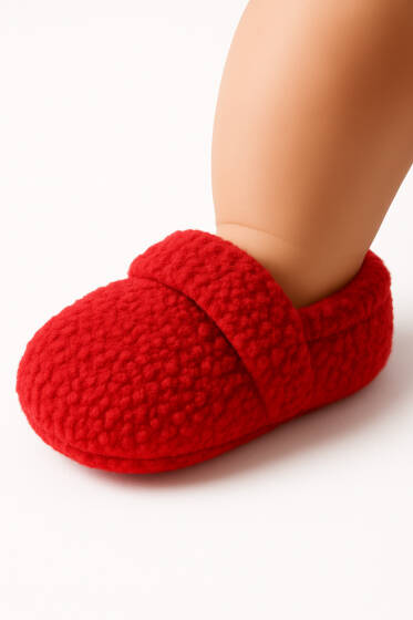 Çocuk Peluş Patik Kırmızı - Çocuk Çorap