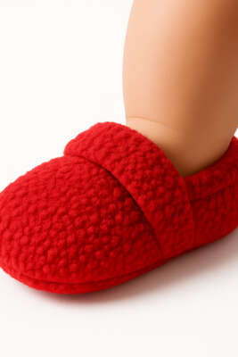 Çocuk Peluş Patik Kırmızı - Çocuk Çorap