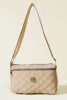 Çok Bölmeli Kapitone Omuz Çantası Bej - GÜZEL ÇANTA