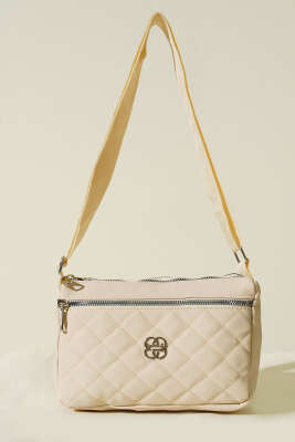 Çok Bölmeli Kapitone Omuz Çantası Krem - GÜZEL ÇANTA