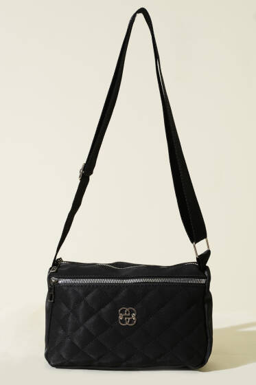 Çok Bölmeli Kapitone Omuz Çantası Siyah - Kol Çantası