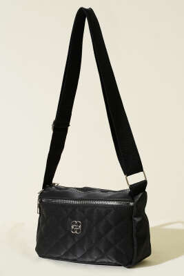 Çok Bölmeli Kapitone Omuz Çantası Siyah - Kol Çantası