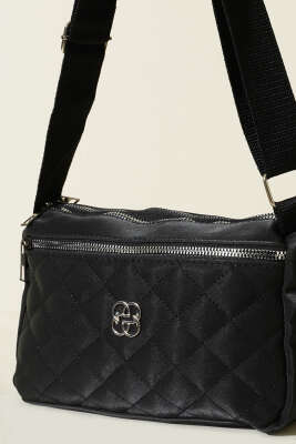 Çok Bölmeli Kapitone Omuz Çantası Siyah - Kol Çantası