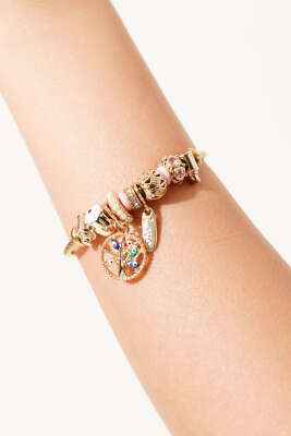 Çoklu Figürlü İşlemeli Bileklik Pembe - DEMİR BİJUTERİ