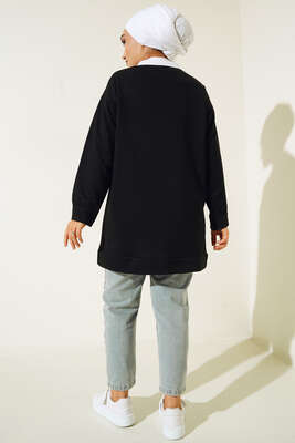 College Baskılı Tunik Siyah - Tunik