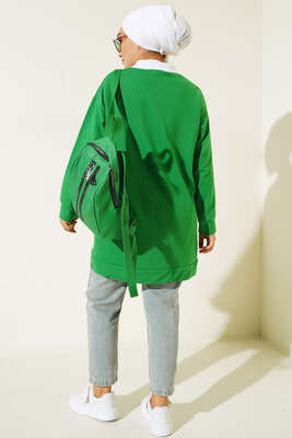 College Baskılı Tunik Yeşil - Tunik