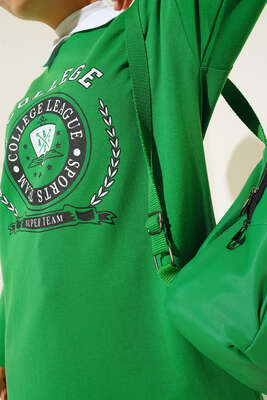 College Baskılı Tunik Yeşil - Tunik