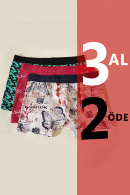Cotboxer 3'lü Likralı Empirme Boxer Asorti 2 