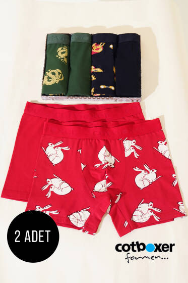Cotboxer Baskılı 2'li Erkek Boxer Asorti 2 - Erkek Boxer